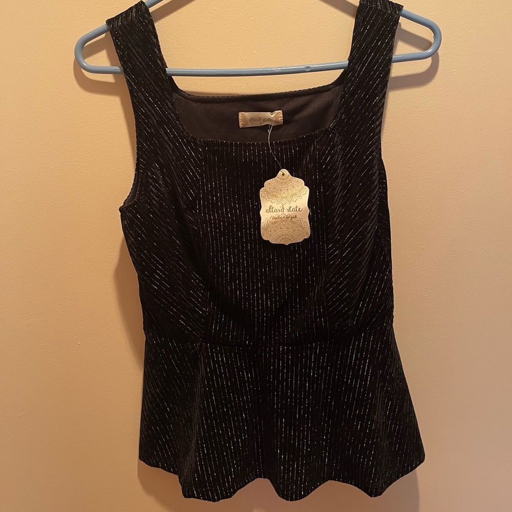 Altar’d State | black and silver peplum top 🤍